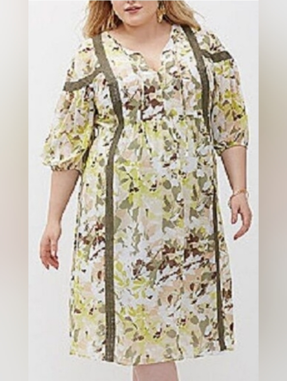 Lane Bryant SIZE 18/20 Printed Peasant Press Leaf Camo DRESS